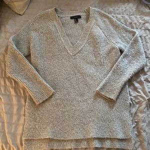 Long Grey v-Neck Sweater